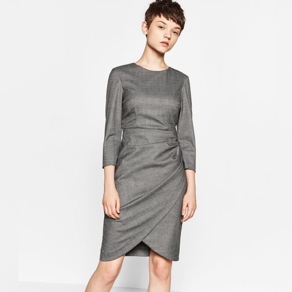 ZARA Plaid Front Wrap Dress size X-SMALL - Picture 1 of 4